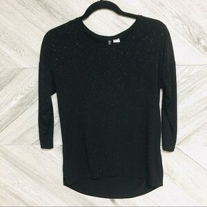 H&M | 3/4 Sleeve Shimmer Glitter Black Top Size XS